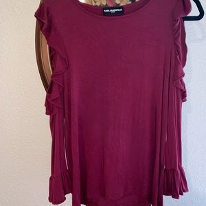 Sz Med Karl Lagerfeld Paris Cold Shoulder Maroon🍷